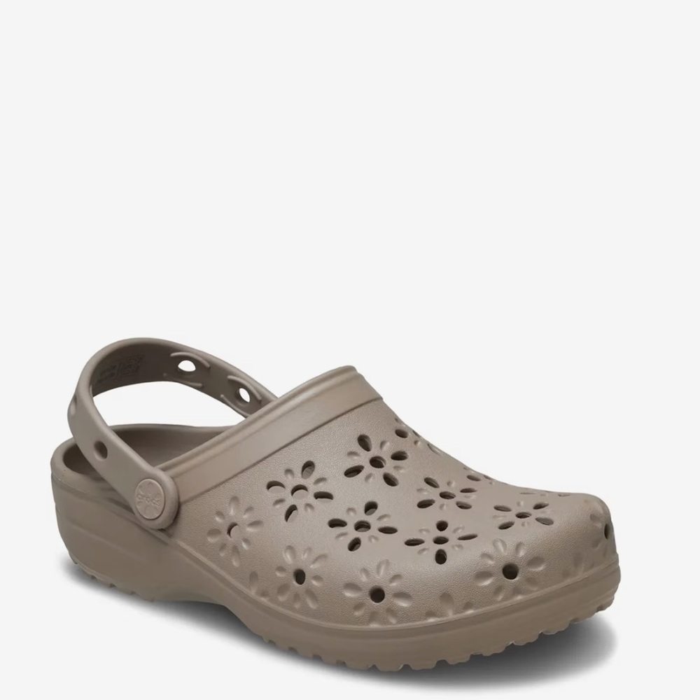 Crocs Floral Cut Out Clog - Taupe - Womens